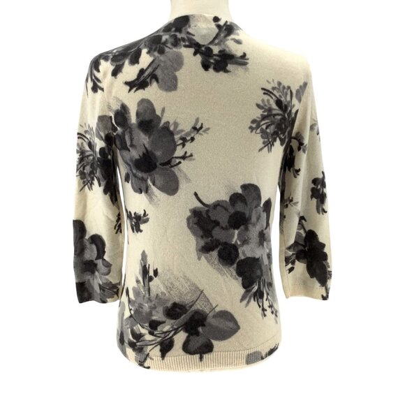 Talbots 100% Cashmere Audrey Sweater Super Soft Floral 3/4 Sleeve Women's MP - Picture 4 of 7